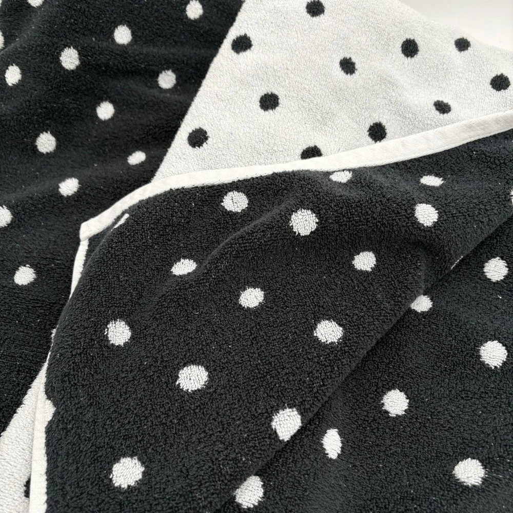 Kate Spade Black & White Polkadot Bath Sheet Towel Set Of 2 Gently Used